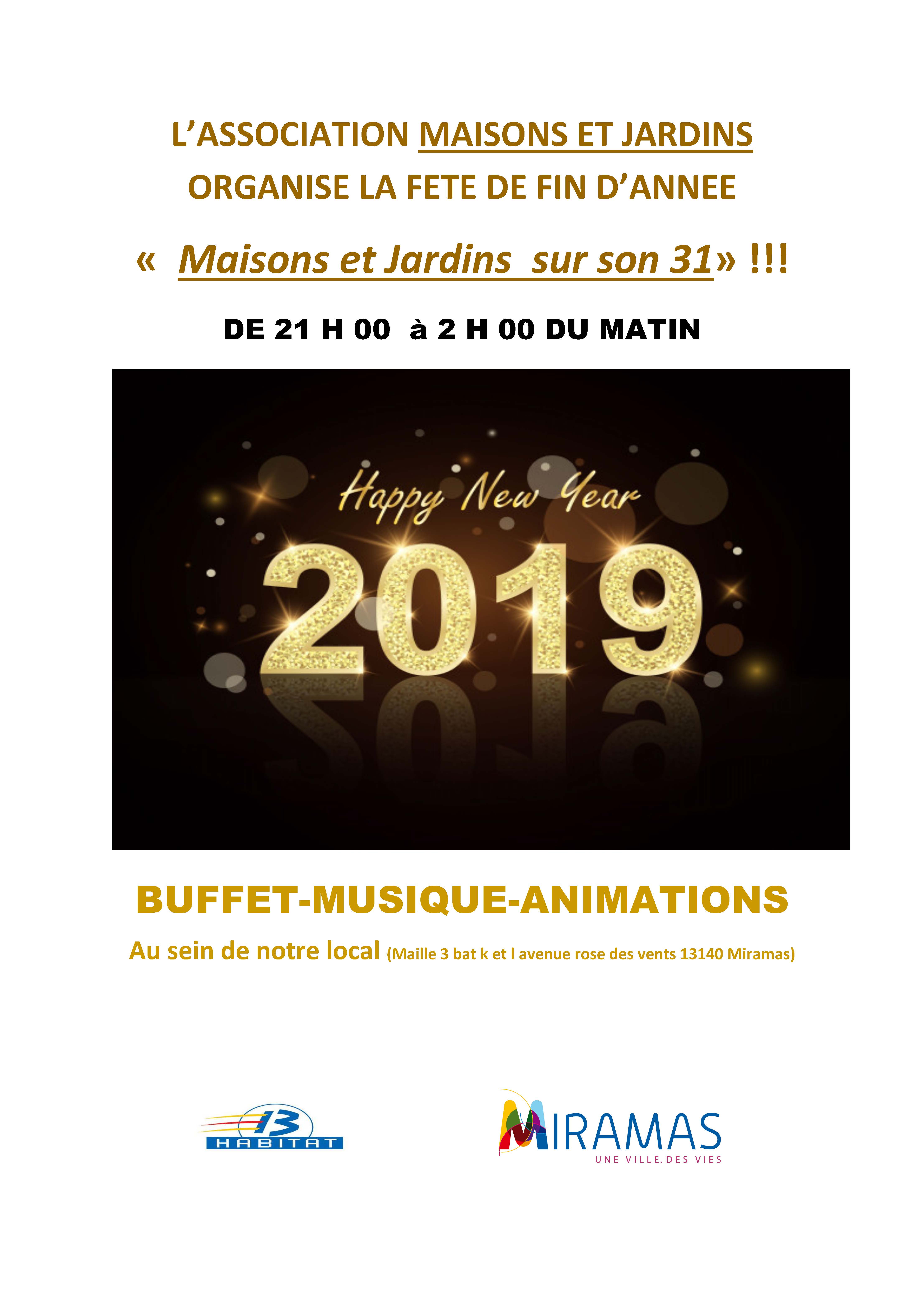 Buffet musical et animations de l'association Maisons et Jardins le 31 décembre à Miramas - La Maille 3